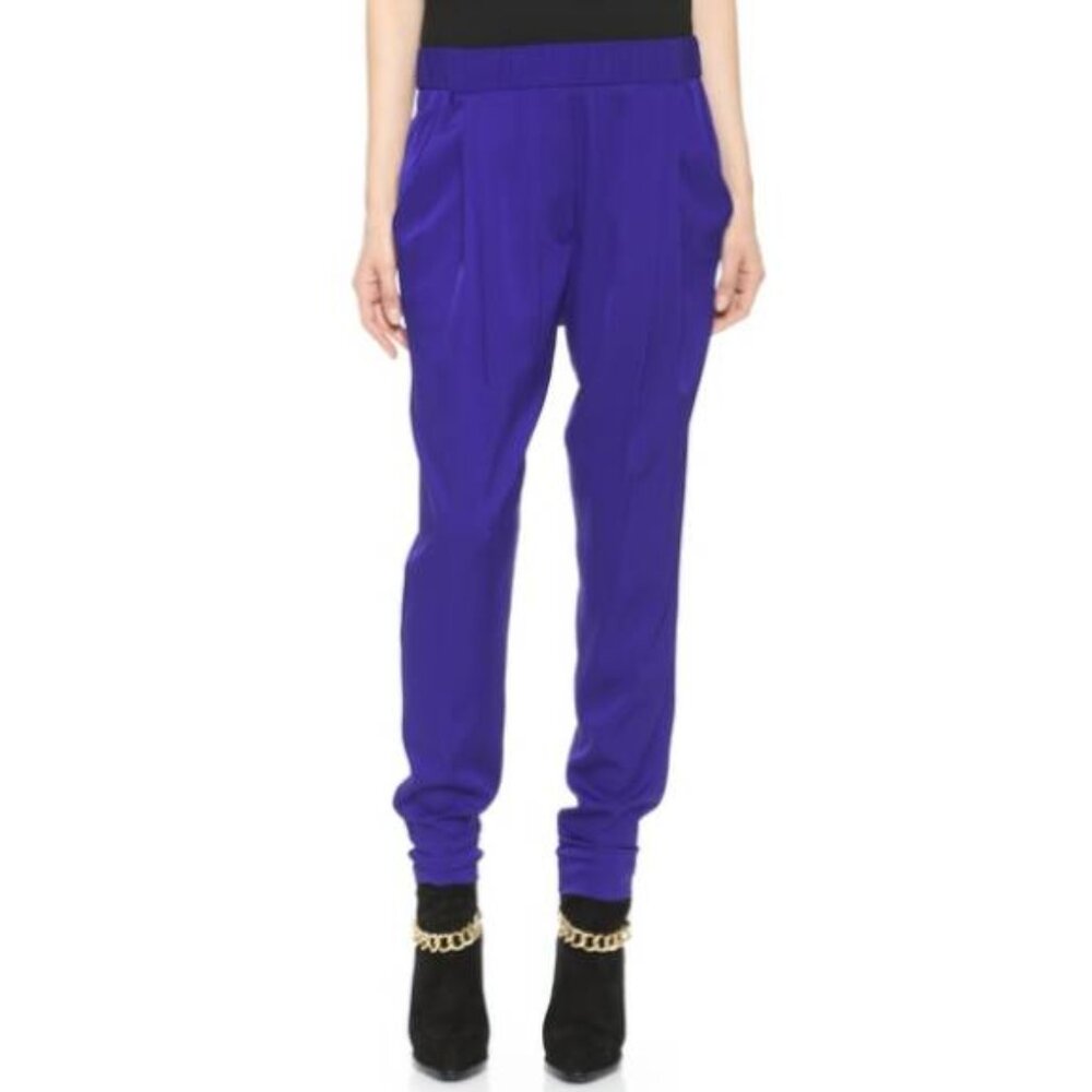3.1 Phillip Lim AW/14 Blue Silk Crepe Draped Pocket Trousers